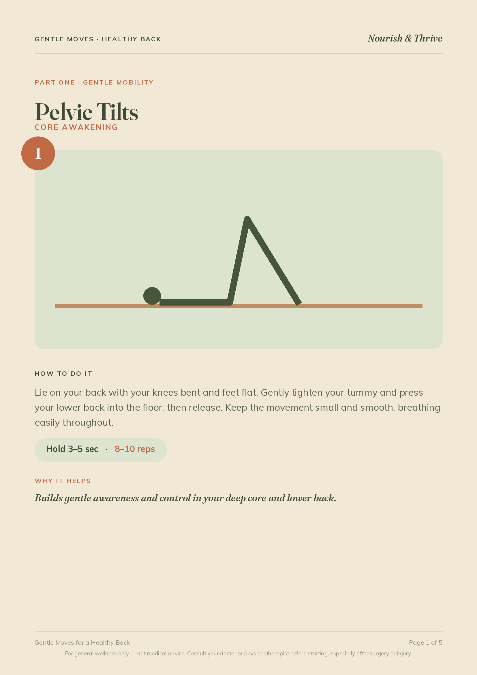 Gentle Moves for Back Health — pelvic tilt exercise