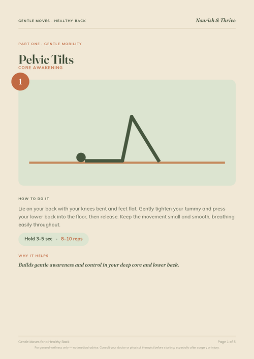 Gentle Moves for Back Health — pelvic tilt exercise