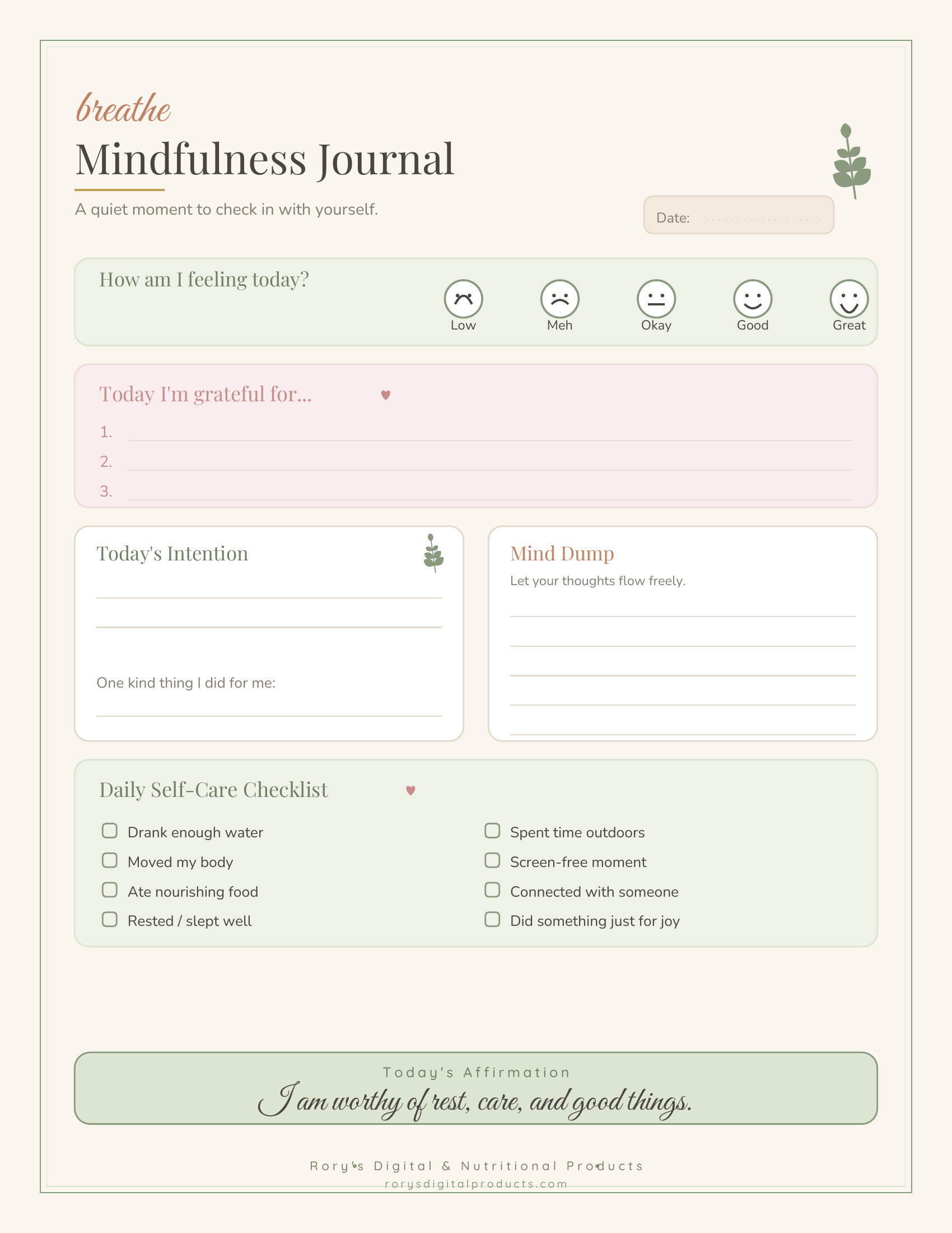 Wellness Self-Care Planner — mindfulness journal