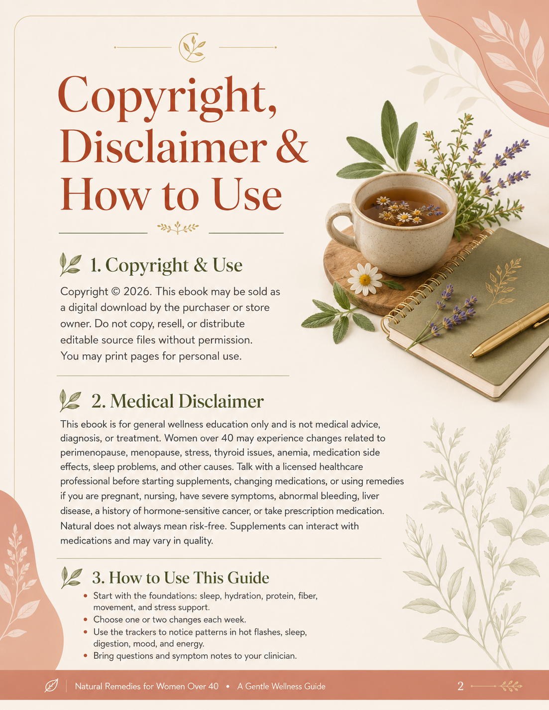 Preview page from the Natural Remedies for Women Over 40 wellness ebook