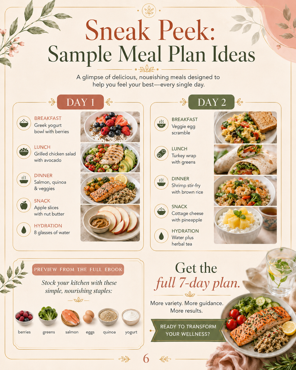 Women's Wellness Preview Collection sample page with self-care and balance guidance