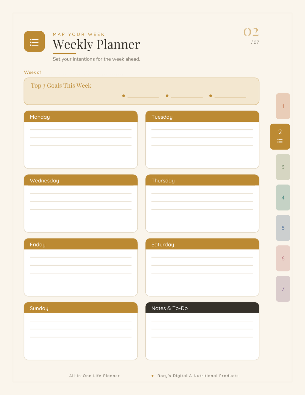Life Planner — weekly planner layout